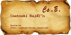 Csetneki Baján névjegykártya